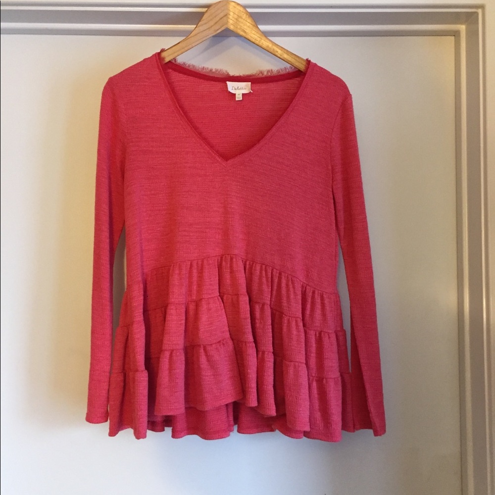 Anthropologie Deletta Thea Ruffles Peplum Top